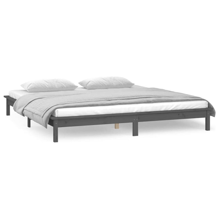 Cadru de pat cu LED, gri, 140x190 cm, lemn masiv - WALTI WALTI