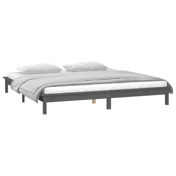 Cadru de pat cu LED, gri, 140x190 cm, lemn masiv - WALTI WALTI