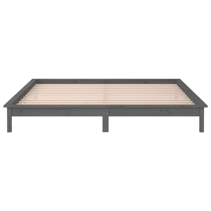 Cadru de pat cu LED, gri, 140x190 cm, lemn masiv - WALTI WALTI