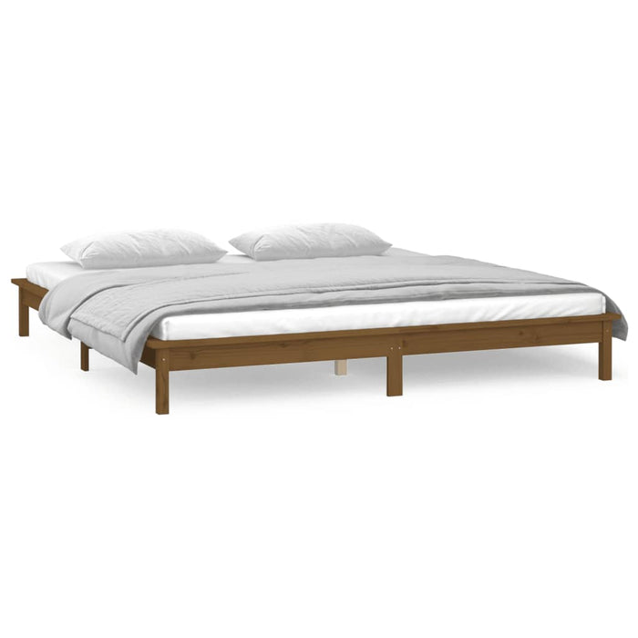 Cadru de pat cu LED, maro miere, 140x190 cm, lemn masiv - WALTI WALTI