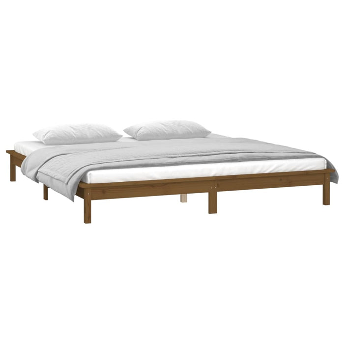 Cadru de pat cu LED, maro miere, 140x190 cm, lemn masiv - WALTI WALTI