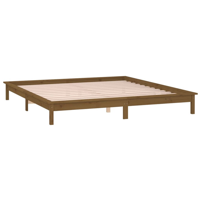 Cadru de pat cu LED, maro miere, 140x190 cm, lemn masiv - WALTI WALTI
