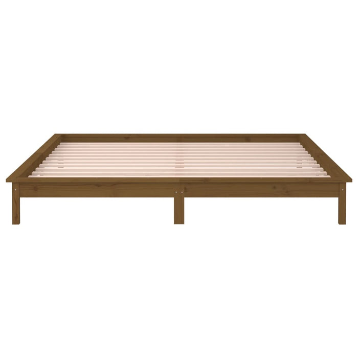 Cadru de pat cu LED, maro miere, 140x190 cm, lemn masiv - WALTI WALTI