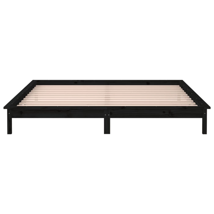 Cadru de pat cu LED, negru, 140x190 cm, lemn masiv - WALTI WALTI