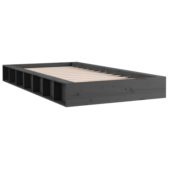 Cadru de pat mic Single, gri, 75x190 cm, lemn masiv - WALTI WALTI