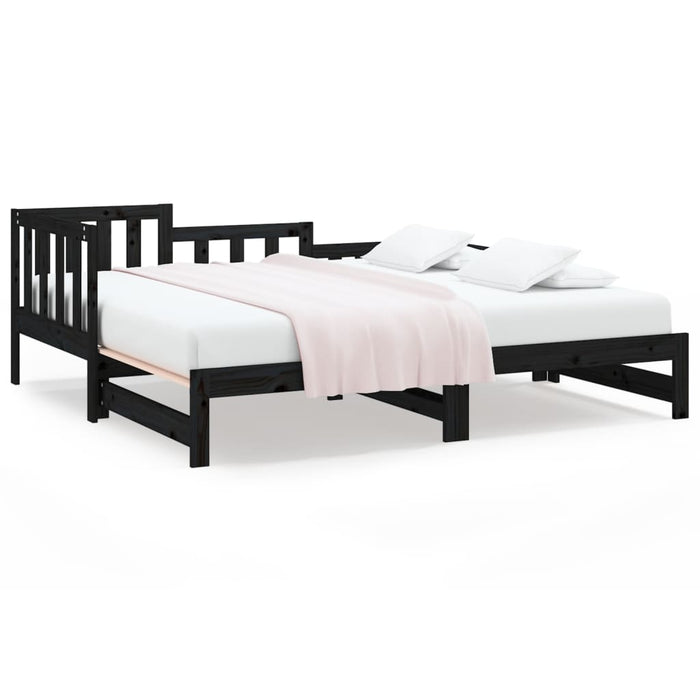 Pat de zi extensibil negru 2x(80x200) cm lemn masiv de pin - WALTI WALTI
