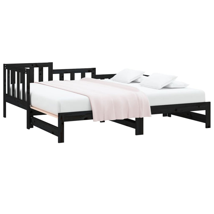 Pat de zi extensibil negru 2x(80x200) cm lemn masiv de pin - WALTI WALTI