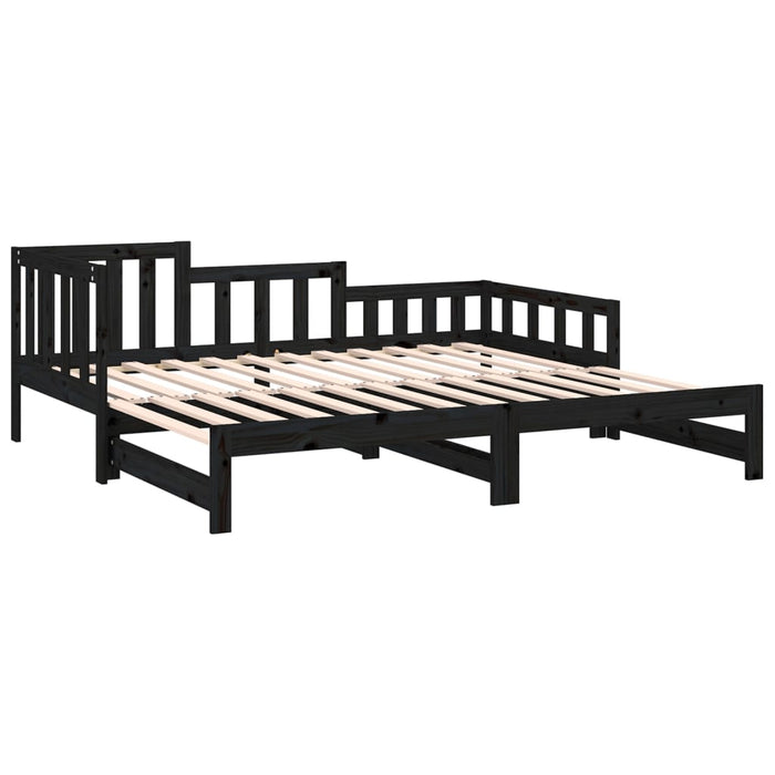 Pat de zi extensibil negru 2x(80x200) cm lemn masiv de pin - WALTI WALTI