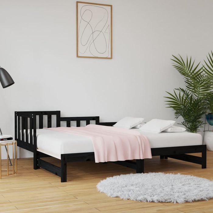 Pat de zi extensibil negru 2x(80x200) cm lemn masiv de pin - WALTI WALTI