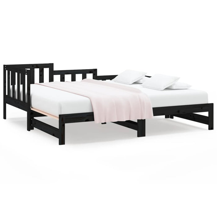 Pat de zi extensibil, negru, 2x(90x190) cm, lemn masiv de pin - WALTI WALTI