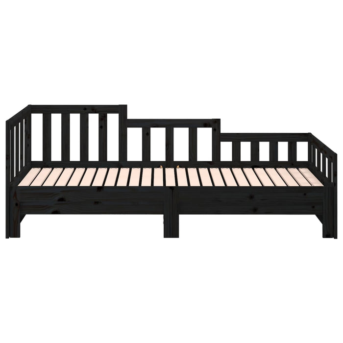 Pat de zi extensibil, negru, 2x(90x190) cm, lemn masiv de pin - WALTI WALTI