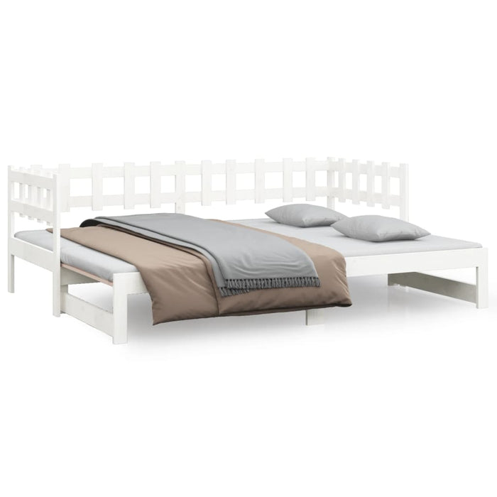 Pat de zi extensibil, alb, 2x(90x200) cm, lemn masiv de pin - WALTI WALTI