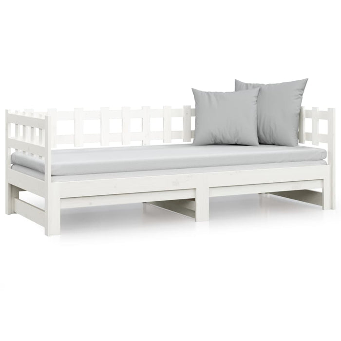Pat de zi extensibil, alb, 2x(90x200) cm, lemn masiv de pin - WALTI WALTI