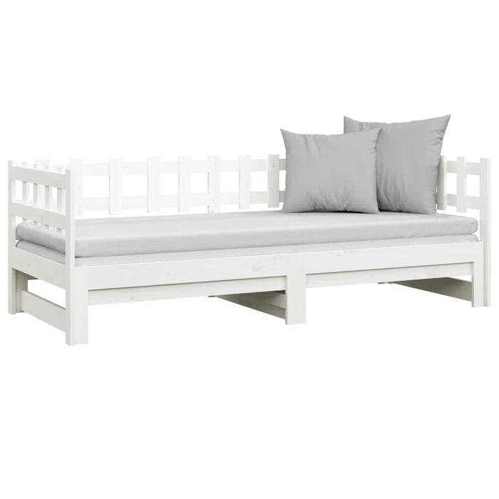 Pat de zi extensibil, alb, 2x(90x200) cm, lemn masiv de pin - WALTI WALTI
