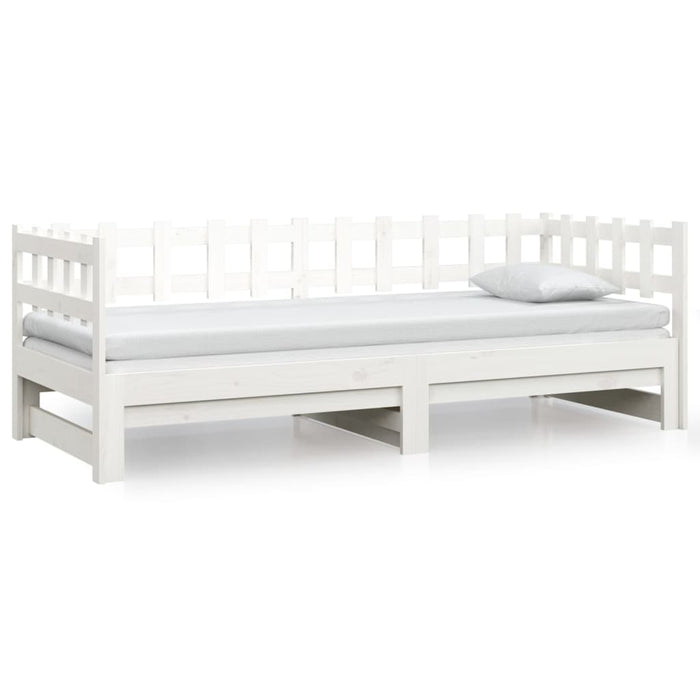 Pat de zi extensibil, alb, 2x(90x200) cm, lemn masiv de pin - WALTI WALTI