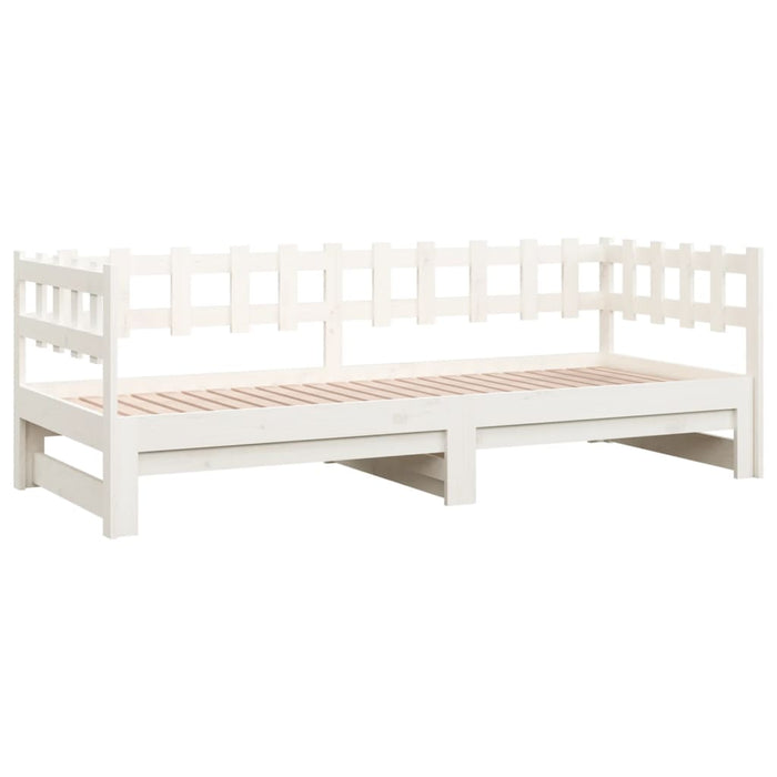 Pat de zi extensibil, alb, 2x(90x200) cm, lemn masiv de pin - WALTI WALTI