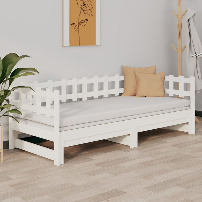 Pat de zi extensibil, alb, 2x(90x190) cm, lemn masiv de pin - WALTI WALTI