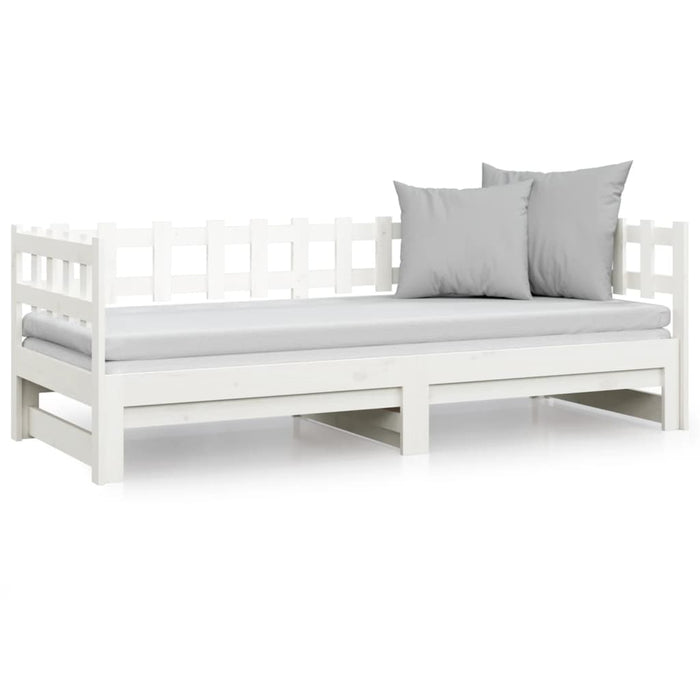 Pat de zi extensibil, alb, 2x(90x190) cm, lemn masiv de pin - WALTI WALTI