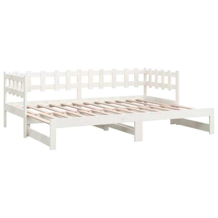 Pat de zi extensibil, alb, 2x(90x190) cm, lemn masiv de pin - WALTI WALTI