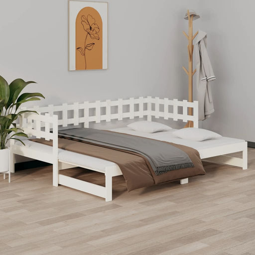 Pat de zi extensibil, alb, 2x(90x190) cm, lemn masiv de pin - WALTI WALTI