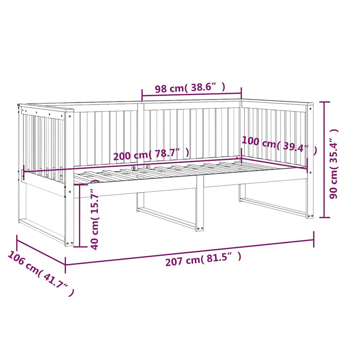 Pat de zi fără saltea 100x200 cm din lemn masiv de pin WALTI