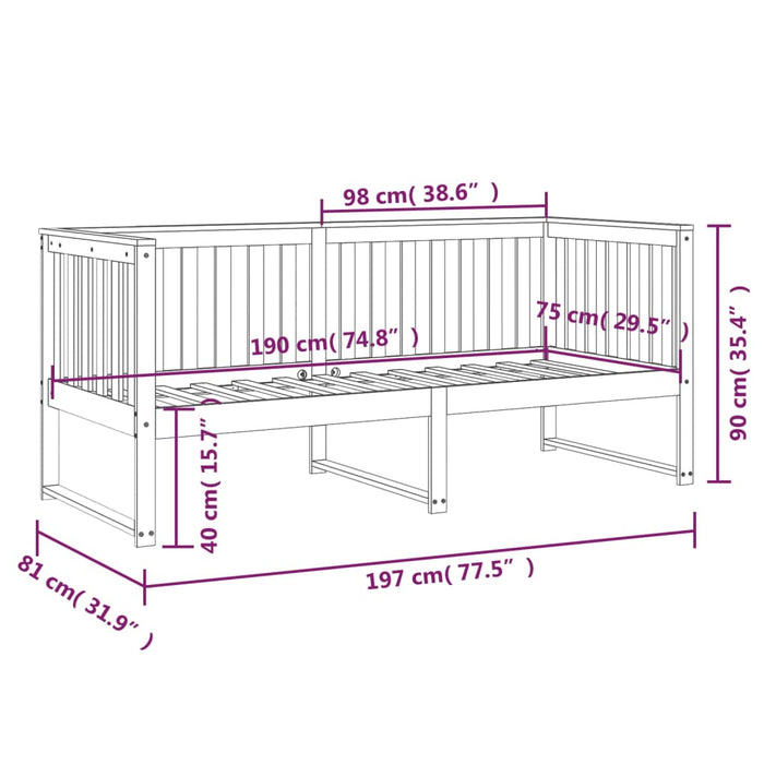 Pat de zi fără saltea alb 75x190 cm lemn masiv de pin WALTI