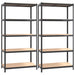 Rafturi 5 niveluri, 2 buc., antracit, oțel&lemn prelucrat - WALTI WALTI