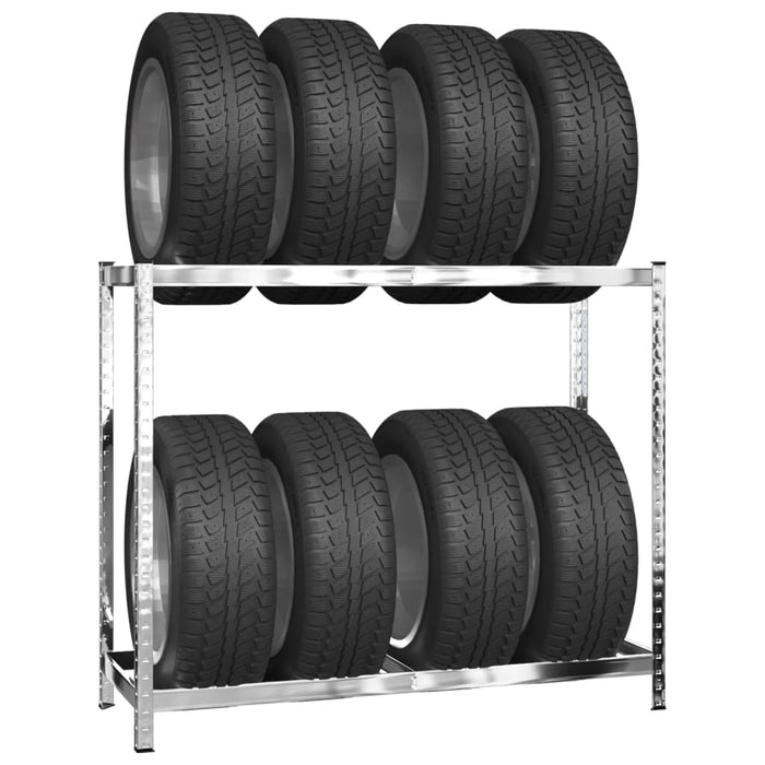 Raft pentru anvelope cu 2 niveluri argintiu 110x40x110 cm oțel WALTI