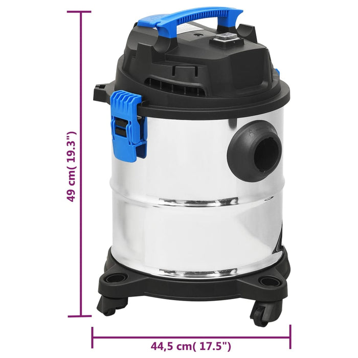 Aspirator cu aspirare umedă și uscată, argintiu, 20 L, 1200 W - WALTI WALTI