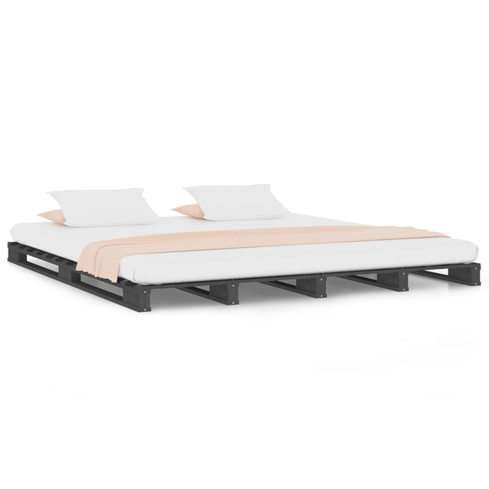 Pat din paleți King Size, gri, 150x200 cm, lemn masiv de pin - WALTI WALTI