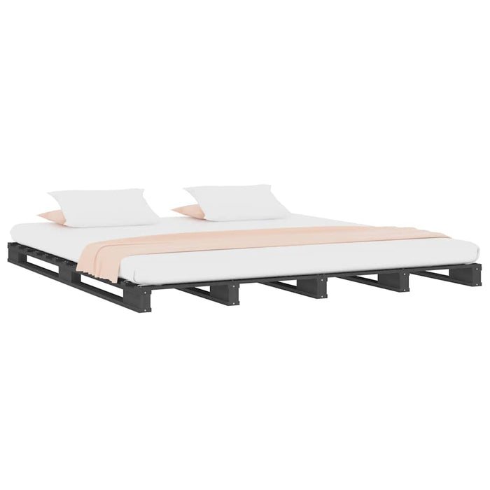 Pat din paleți King Size, gri, 150x200 cm, lemn masiv de pin - WALTI WALTI
