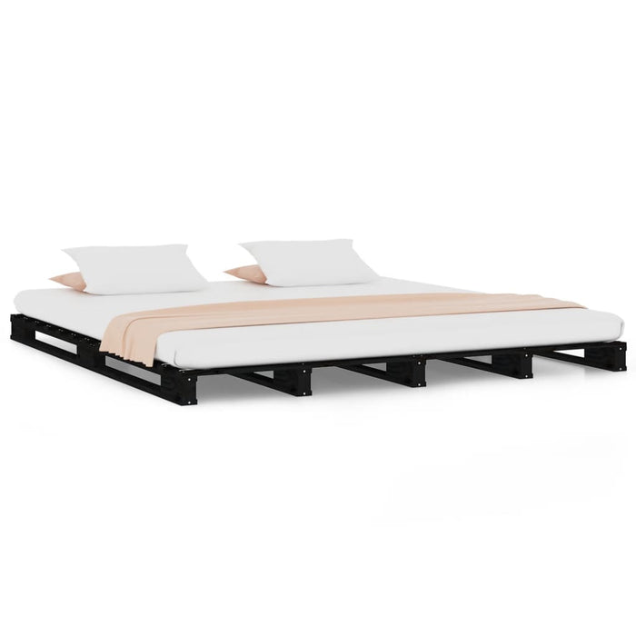 Pat din paleți Small Double negru 120x190 cm lemn masiv pin - WALTI WALTI