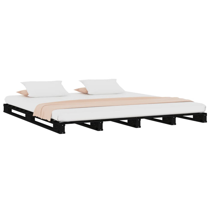 Pat din paleți Small Double negru 120x190 cm lemn masiv pin - WALTI WALTI