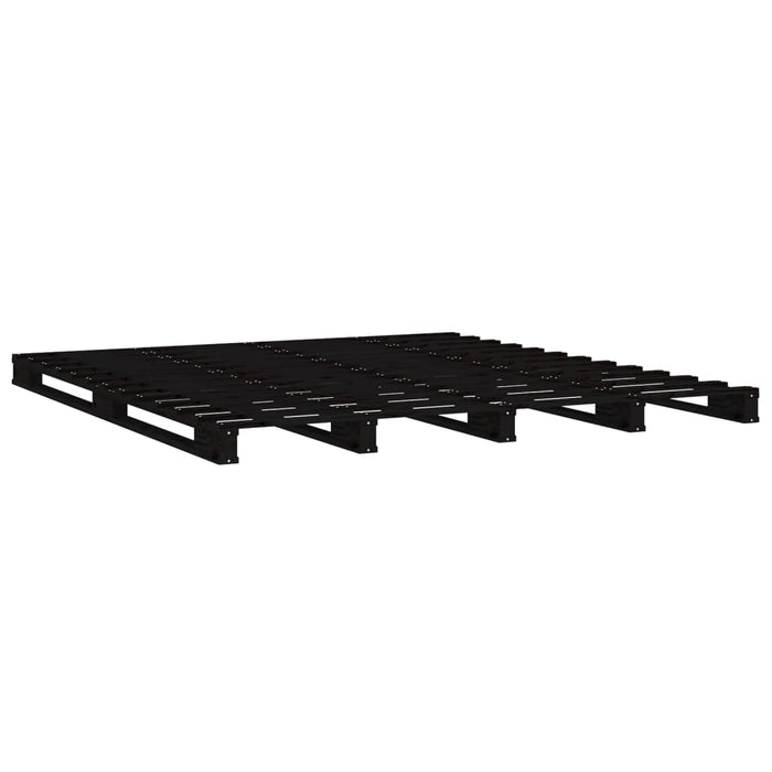 Pat din paleți Small Double negru 120x190 cm lemn masiv pin - WALTI WALTI
