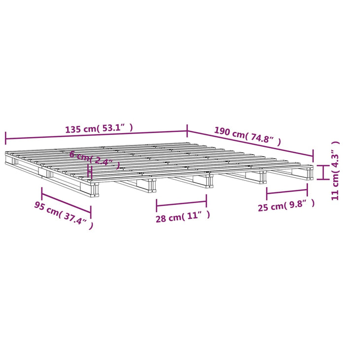 Pat din paleți Double, negru, 135x190 cm, lemn masiv pin - WALTI WALTI