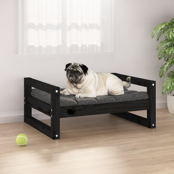 Pat pentru câini, negru, 65,5x50,5x28 cm, lemn masiv de pin WALTI