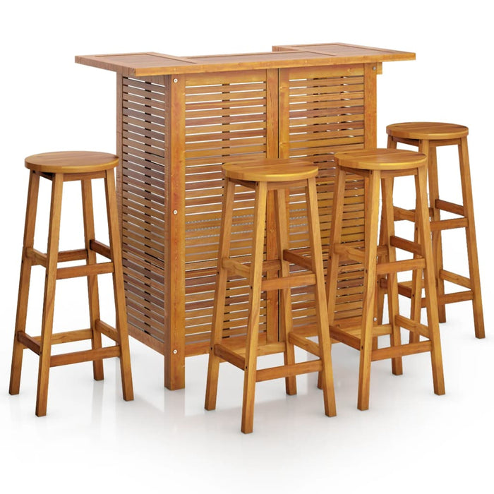 Set mobilier de bar de grădină, 5 piese, lemn masiv de acacia - WALTI WALTI