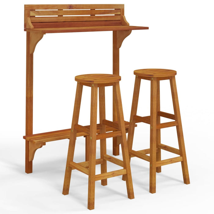 Set mobilier de bar de balcon, 3 piese, lemn masiv de acacia - WALTI WALTI