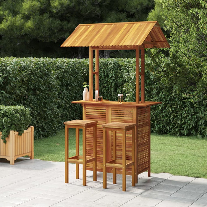 Set mobilier de bar de grădină, 3 piese, lemn masiv de acacia - WALTI WALTI