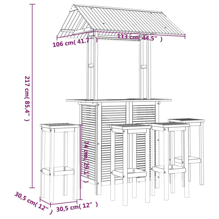 Set mobilier de bar de grădină, 5 piese, lemn masiv de acacia - WALTI WALTI
