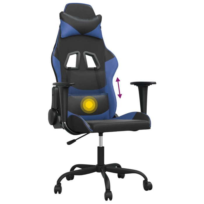 Scaun de gaming de masaj, negru și albastru, piele ecologică - WALTI WALTI