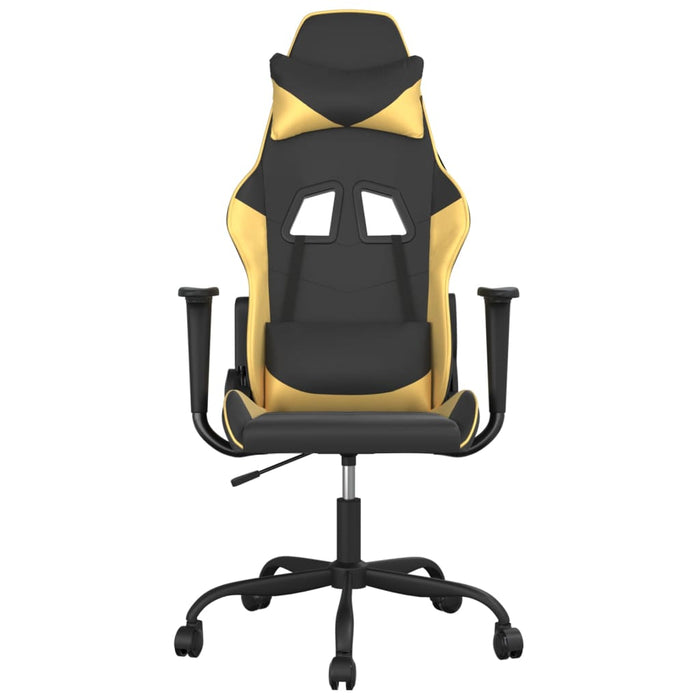 Scaun de gaming de masaj, negru și auriu, piele ecologică - WALTI WALTI