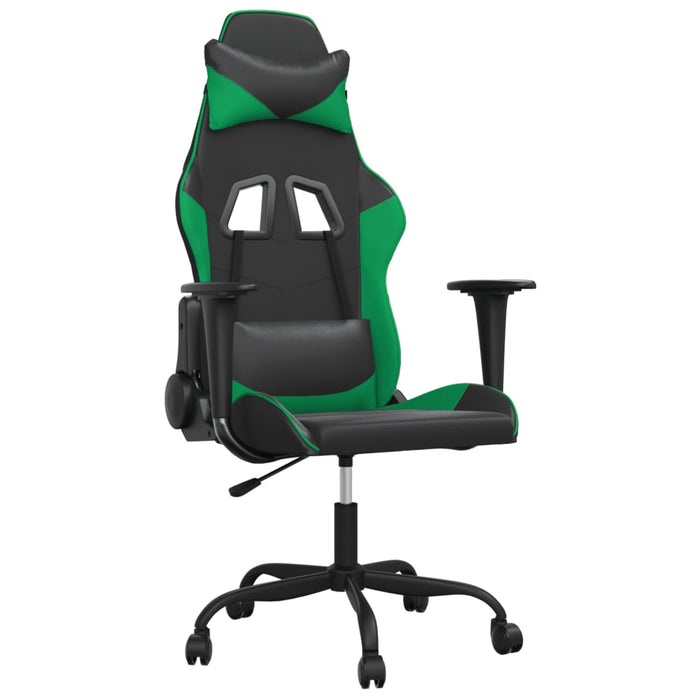 Scaun de gaming de masaj, negru și verde, piele ecologică - WALTI WALTI