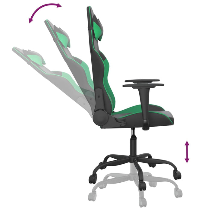 Scaun de gaming de masaj, negru și verde, piele ecologică - WALTI WALTI