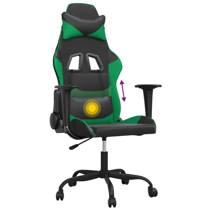 Scaun de gaming de masaj, negru și verde, piele ecologică - WALTI WALTI