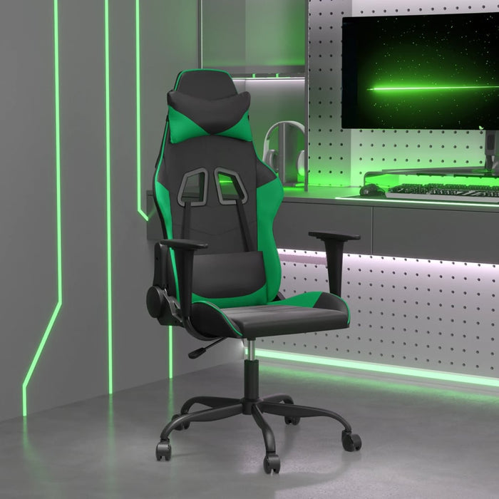 Scaun de gaming de masaj, negru și verde, piele ecologică - WALTI WALTI