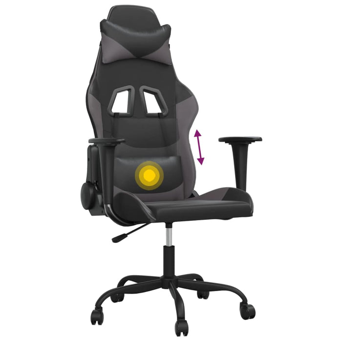 Scaun de gaming de masaj, negru și gri, piele ecologică - WALTI WALTI