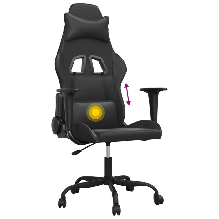 Scaun de gaming de masaj, negru, piele ecologică - WALTI WALTI