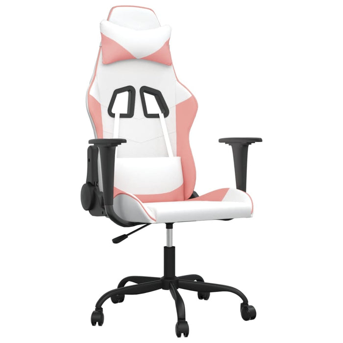 Scaun de gaming de masaj, alb și roz, piele ecologică - WALTI WALTI