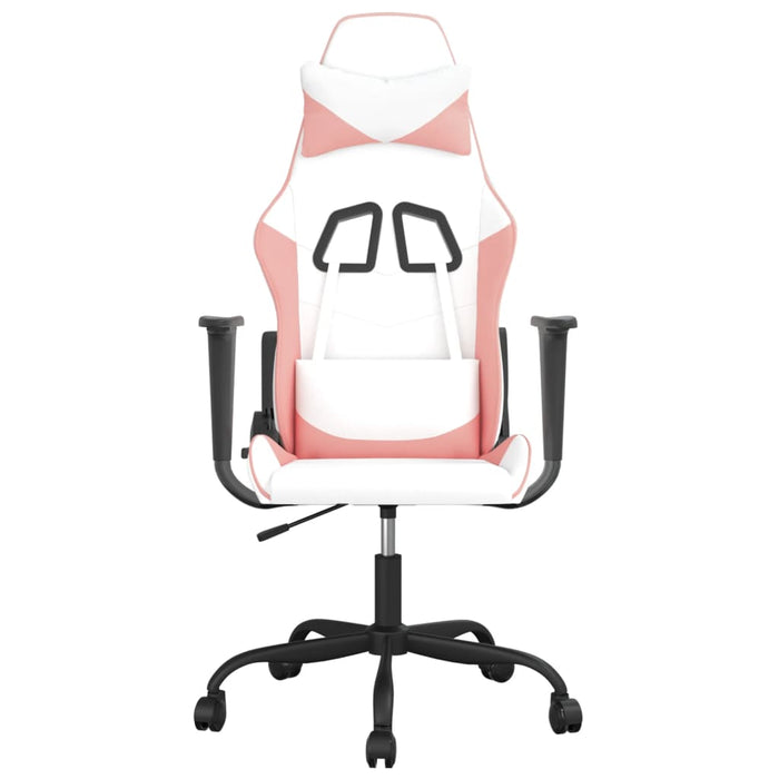 Scaun de gaming de masaj, alb și roz, piele ecologică - WALTI WALTI